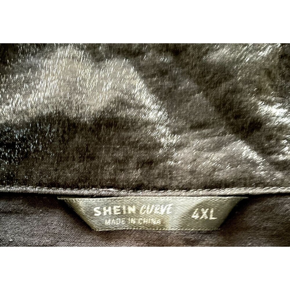 Shein Curve Womans Sheen Jacket Size 4XL Button Up Gothcore Grunge Classic - Picture 2 of 13